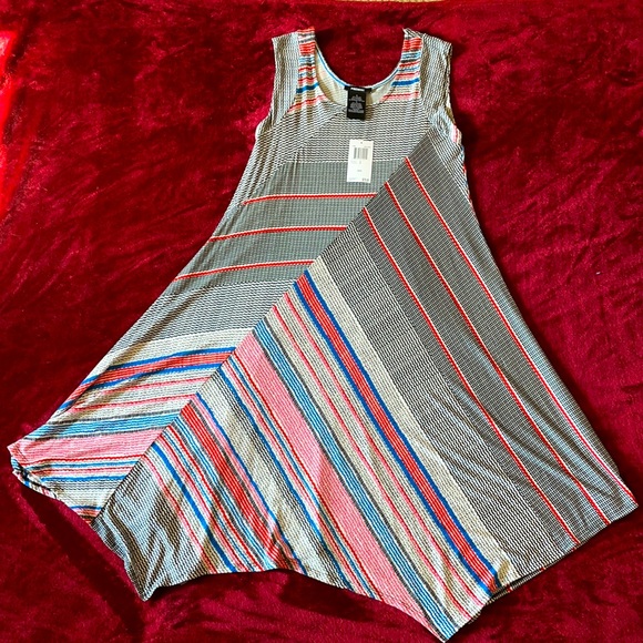 Sleeveless midi asymmetrical pattern dress - Picture 1 of 3